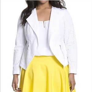 Lane Bryant | White Eyelet Moto Jacket Pockets 24